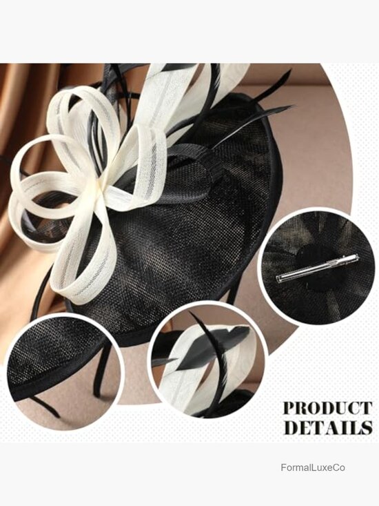 Vintage Derby Tea Party Fascinator Headband with Feathers and Mesh main image 4